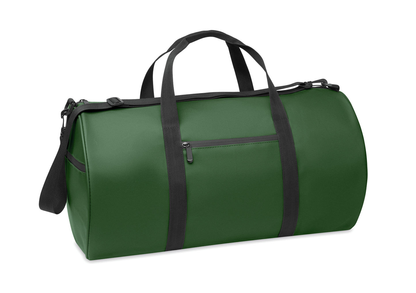 Sport- oder Reisetasche aus 600D RPET Polyester mit PU-Beschichtung. Fronttasche mit Reißverschluss.