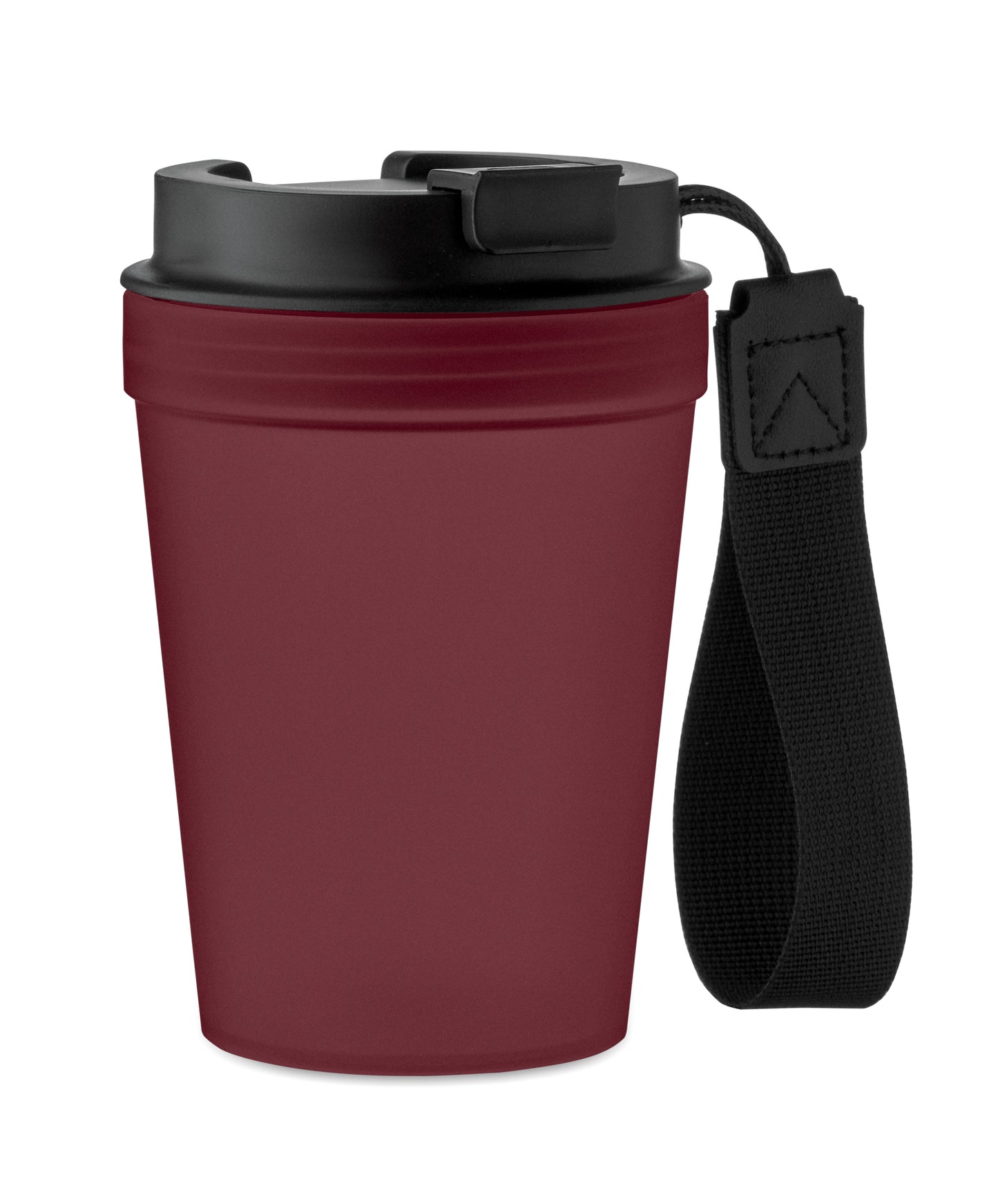Einwandiger Becher aus PP mit RPET-Polyester-Schlaufe. Auslaufsicher. Füllmenge: 300 ml. Da der