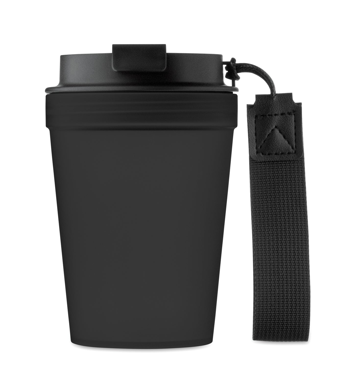 Einwandiger Becher aus PP mit RPET-Polyester-Schlaufe. Auslaufsicher. Füllmenge: 300 ml. Da der