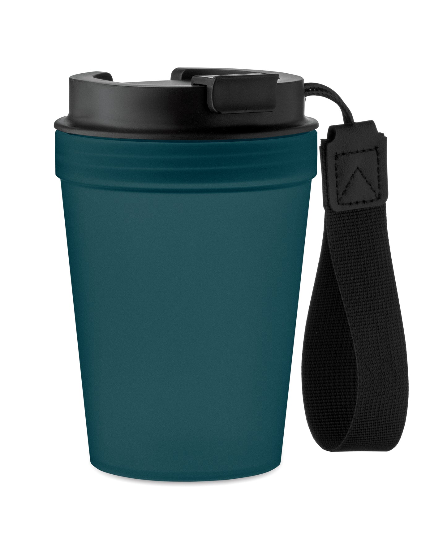 Einwandiger Becher aus PP mit RPET-Polyester-Schlaufe. Auslaufsicher. Füllmenge: 300 ml. Da der