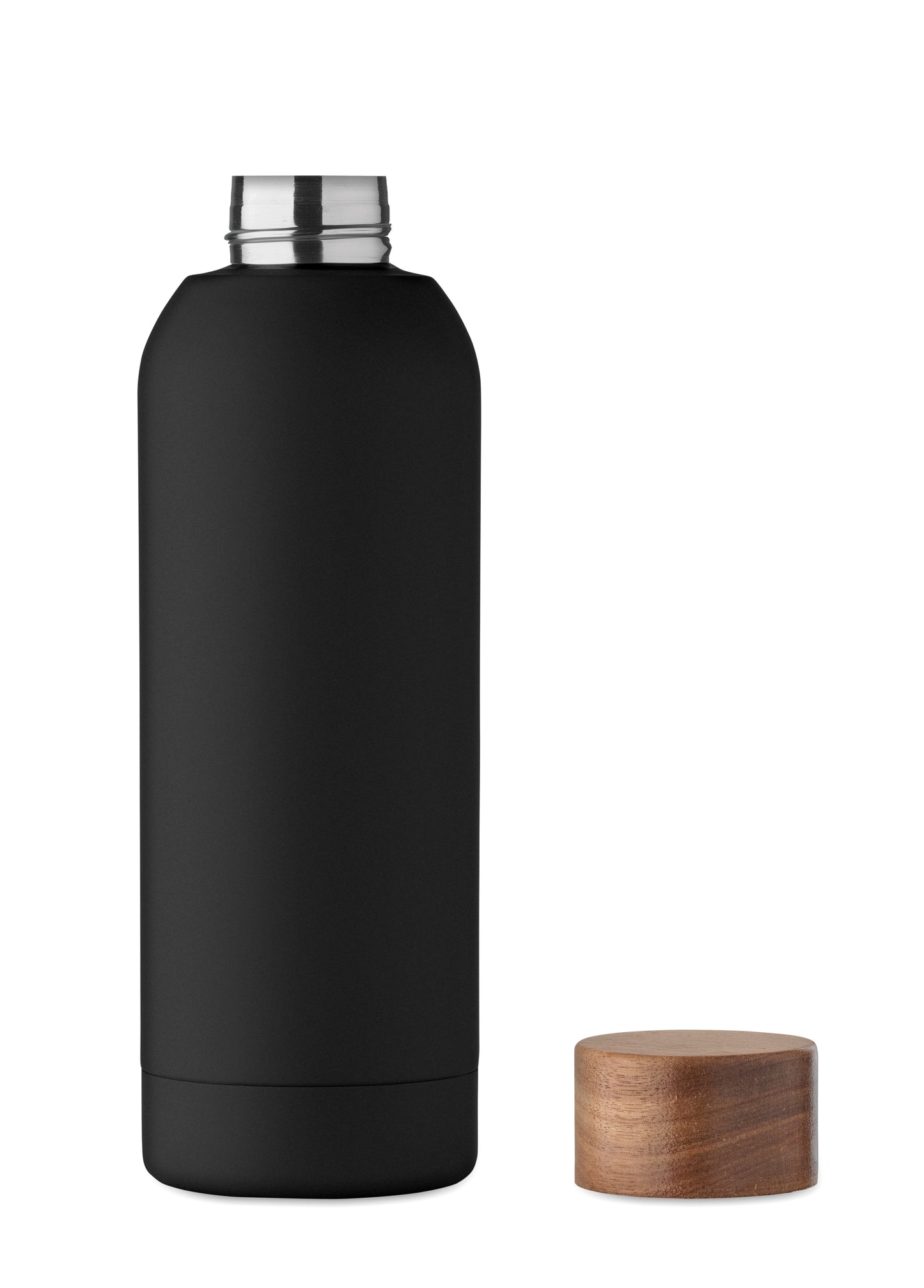 Einwandige Flasche aus recyceltem Edelstahl (90% recycelter Edelstahl und 10% Edelstahl). Gummiertes