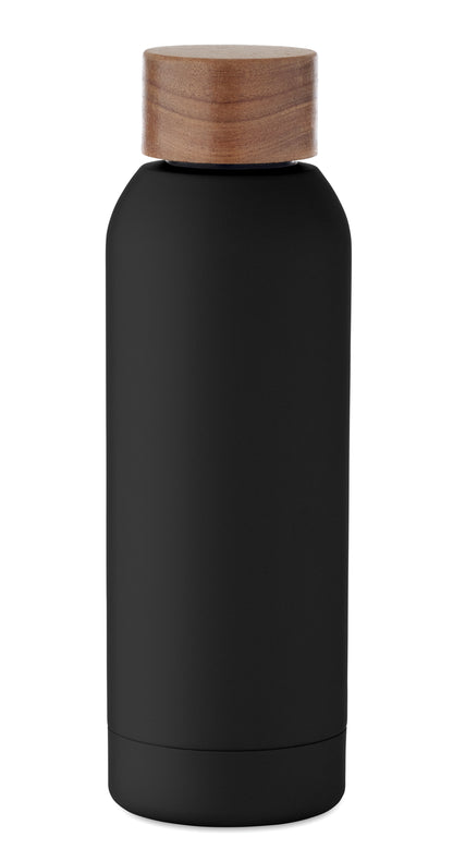 Einwandige Flasche aus recyceltem Edelstahl (90% recycelter Edelstahl und 10% Edelstahl). Gummiertes