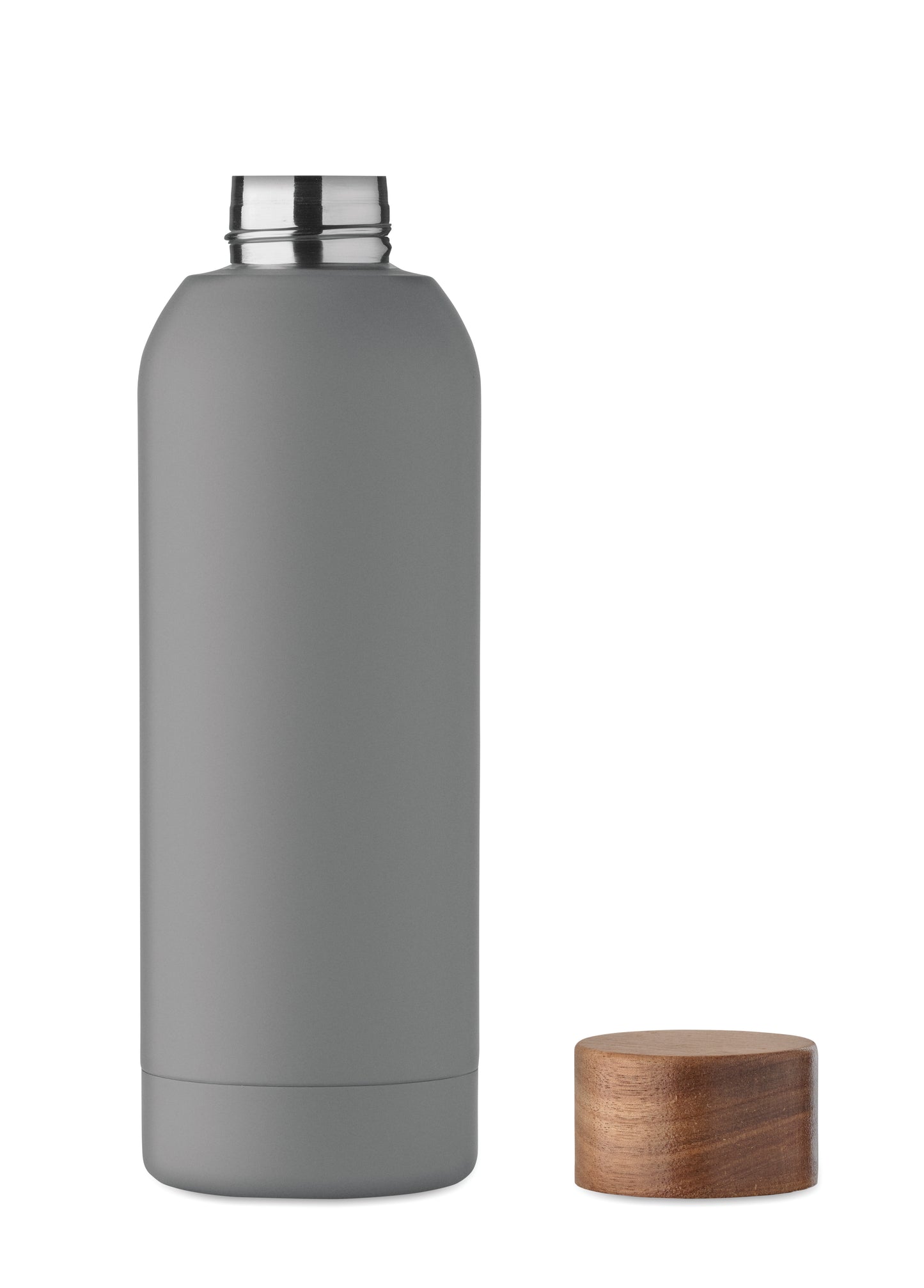 Einwandige Flasche aus recyceltem Edelstahl (90% recycelter Edelstahl und 10% Edelstahl). Gummiertes