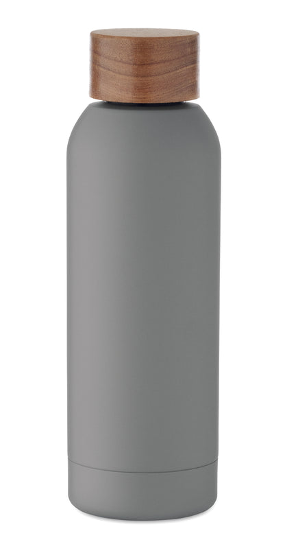 Einwandige Flasche aus recyceltem Edelstahl (90% recycelter Edelstahl und 10% Edelstahl). Gummiertes