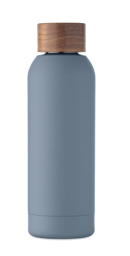 Einwandige Flasche aus recyceltem Edelstahl (90% recycelter Edelstahl und 10% Edelstahl). Gummiertes