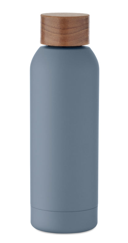 Einwandige Flasche aus recyceltem Edelstahl (90% recycelter Edelstahl und 10% Edelstahl). Gummiertes