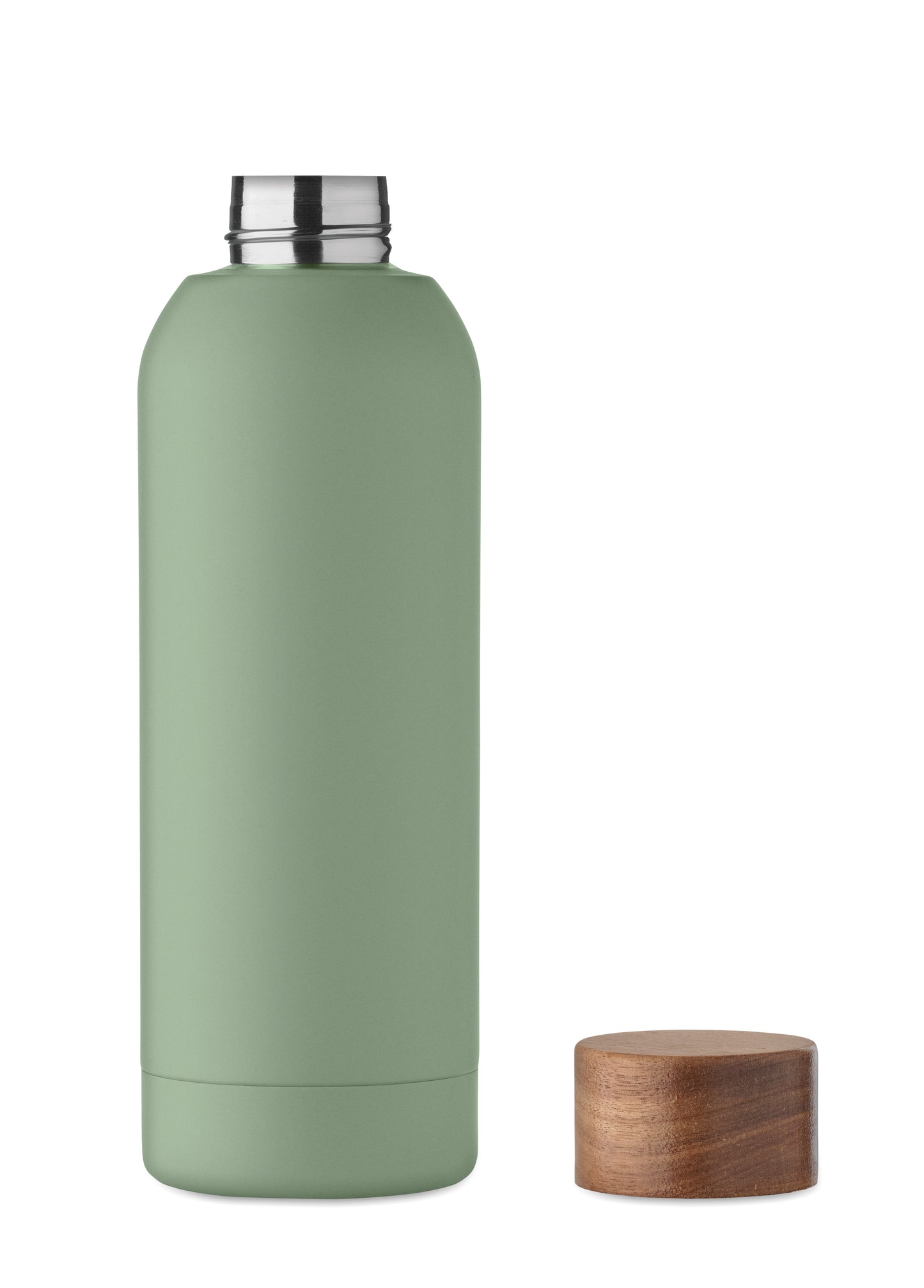 Einwandige Flasche aus recyceltem Edelstahl (90% recycelter Edelstahl und 10% Edelstahl). Gummiertes