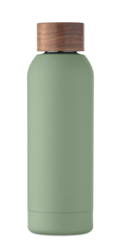 Einwandige Flasche aus recyceltem Edelstahl (90% recycelter Edelstahl und 10% Edelstahl). Gummiertes