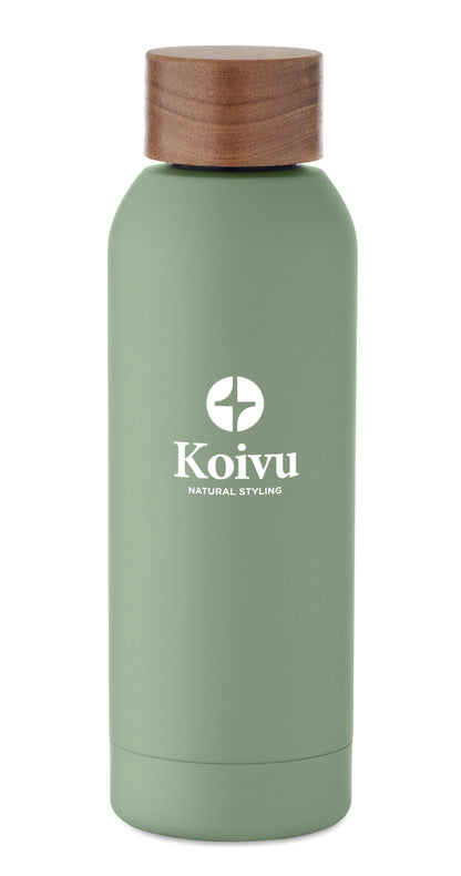 Einwandige Flasche aus recyceltem Edelstahl (90% recycelter Edelstahl und 10% Edelstahl). Gummiertes