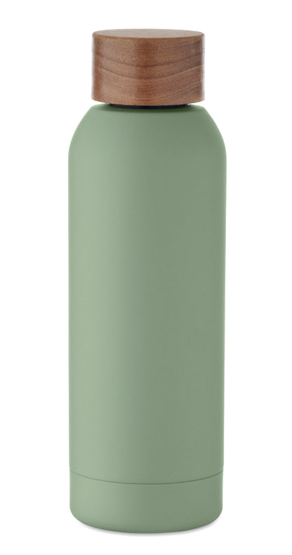 Einwandige Flasche aus recyceltem Edelstahl (90% recycelter Edelstahl und 10% Edelstahl). Gummiertes