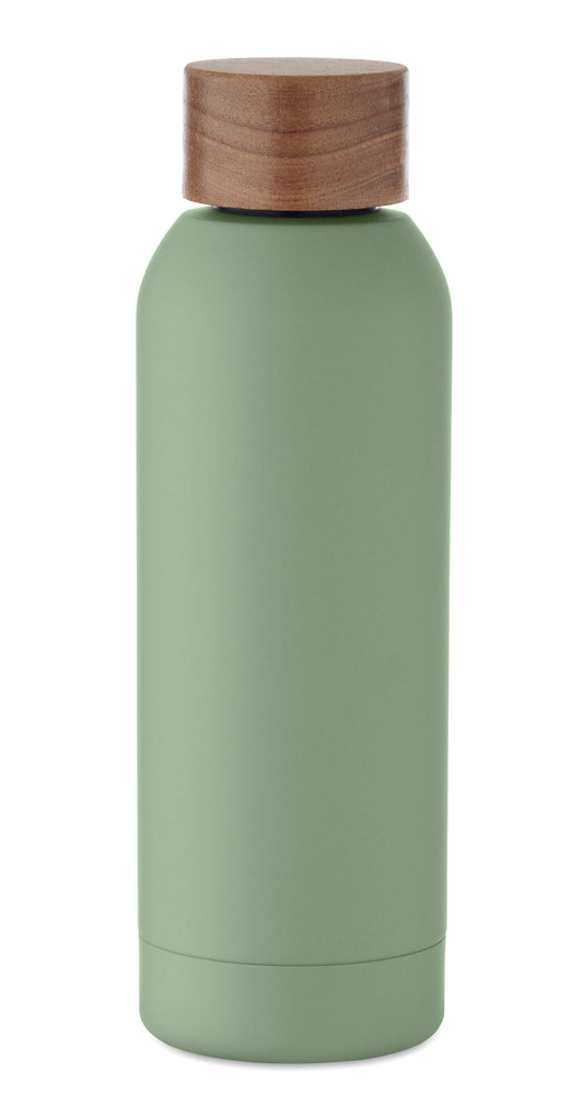 Einwandige Flasche aus recyceltem Edelstahl (90% recycelter Edelstahl und 10% Edelstahl). Gummiertes