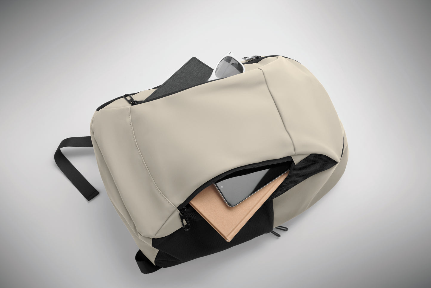 15'' Laptop-Rucksack aus softem PU mit gepolstertem Rücken und verstecktem Hauptfach mit