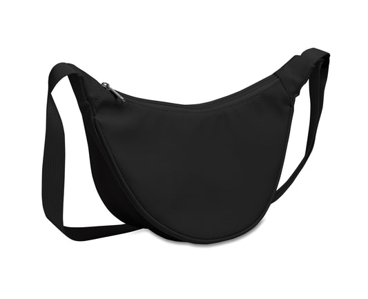 Half-Moon Umhängetasche (Crossbody-Tasche). Hauptfach mit Reißverschluss und 2 Innentaschen. 400D Oxford und