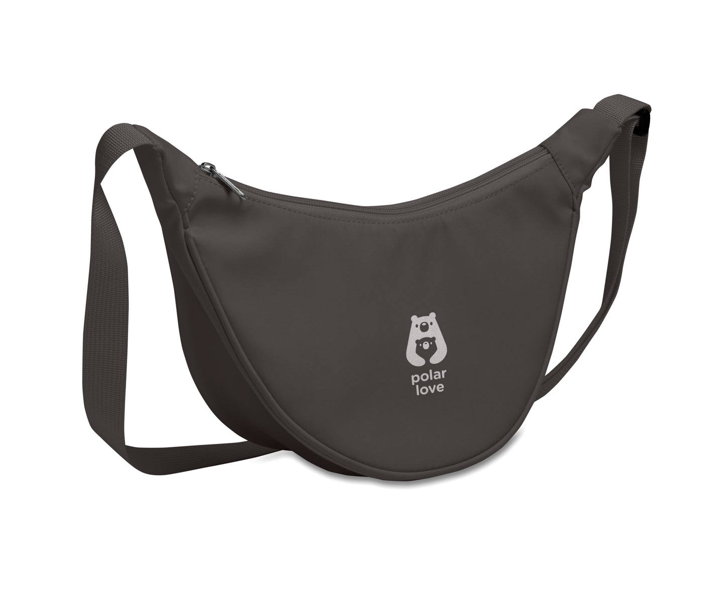 Half-Moon Umhängetasche (Crossbody-Tasche). Hauptfach mit Reißverschluss und 2 Innentaschen. 400D Oxford und