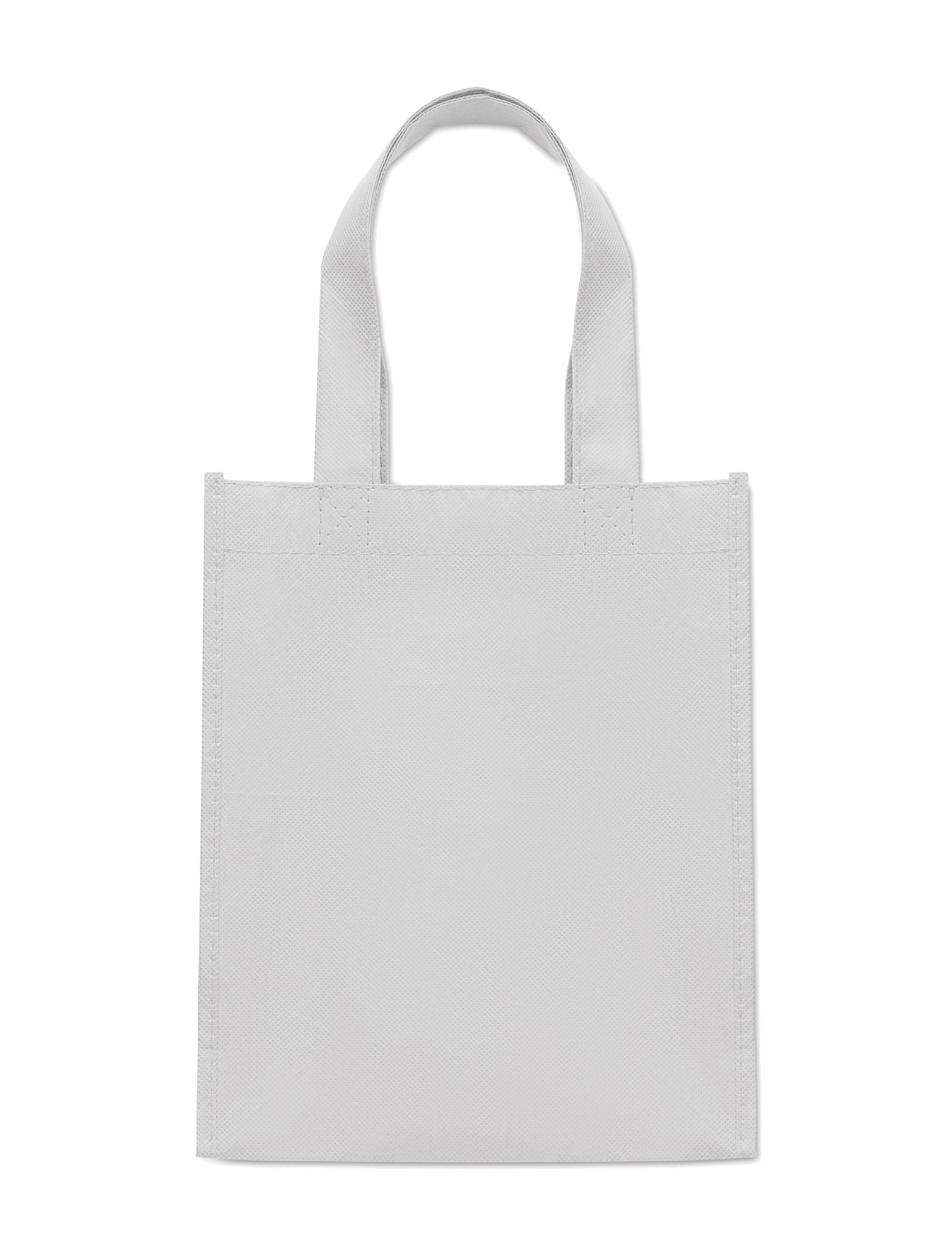 Kleine Geschenk- oder Goodie-Tasche mit kurzen Tragegriffen und Bodenfalte. RPET-Non Woven 80