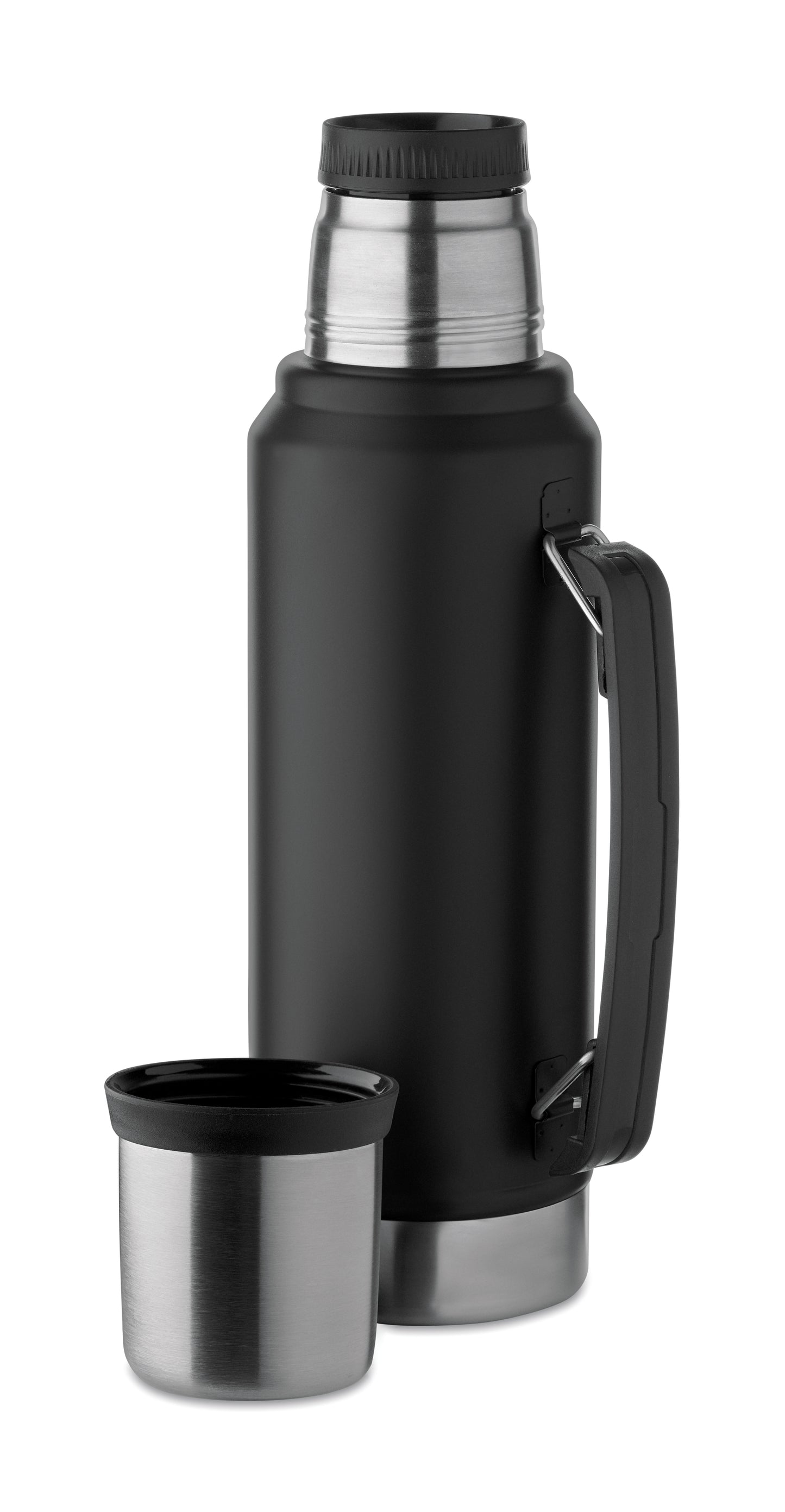 Doppelwandige Isolierflasche mit Becher aus recyceltem Edelstahl (90% recycelter Edelstahl und 10%