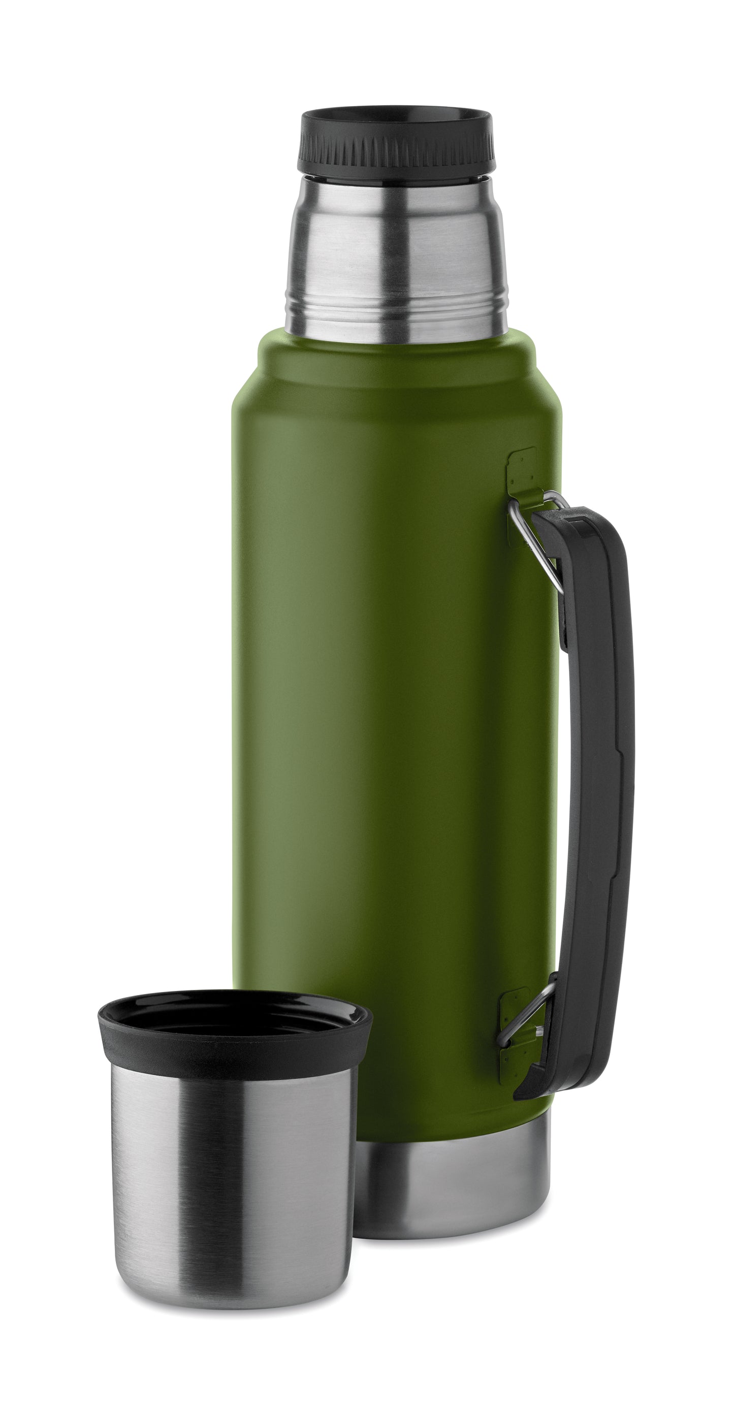 Doppelwandige Isolierflasche mit Becher aus recyceltem Edelstahl (90% recycelter Edelstahl und 10%