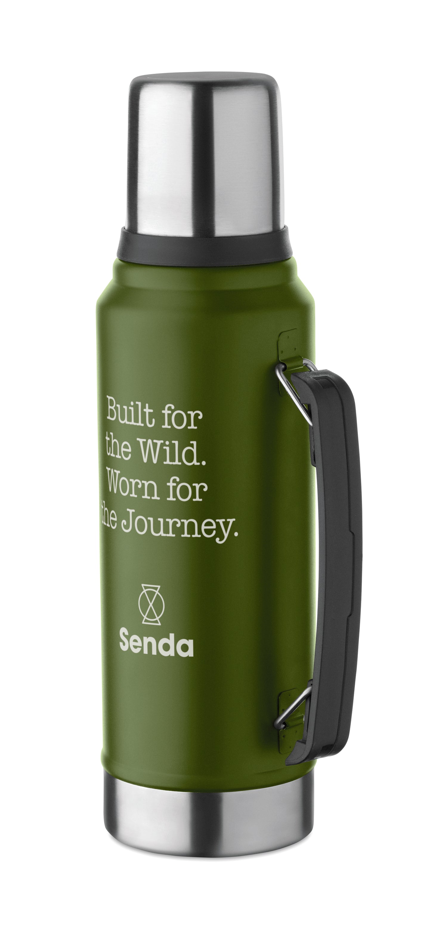 Doppelwandige Isolierflasche mit Becher aus recyceltem Edelstahl (90% recycelter Edelstahl und 10%
