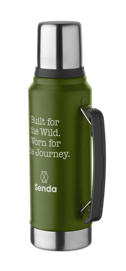 Doppelwandige Isolierflasche mit Becher aus recyceltem Edelstahl (90% recycelter Edelstahl und 10%