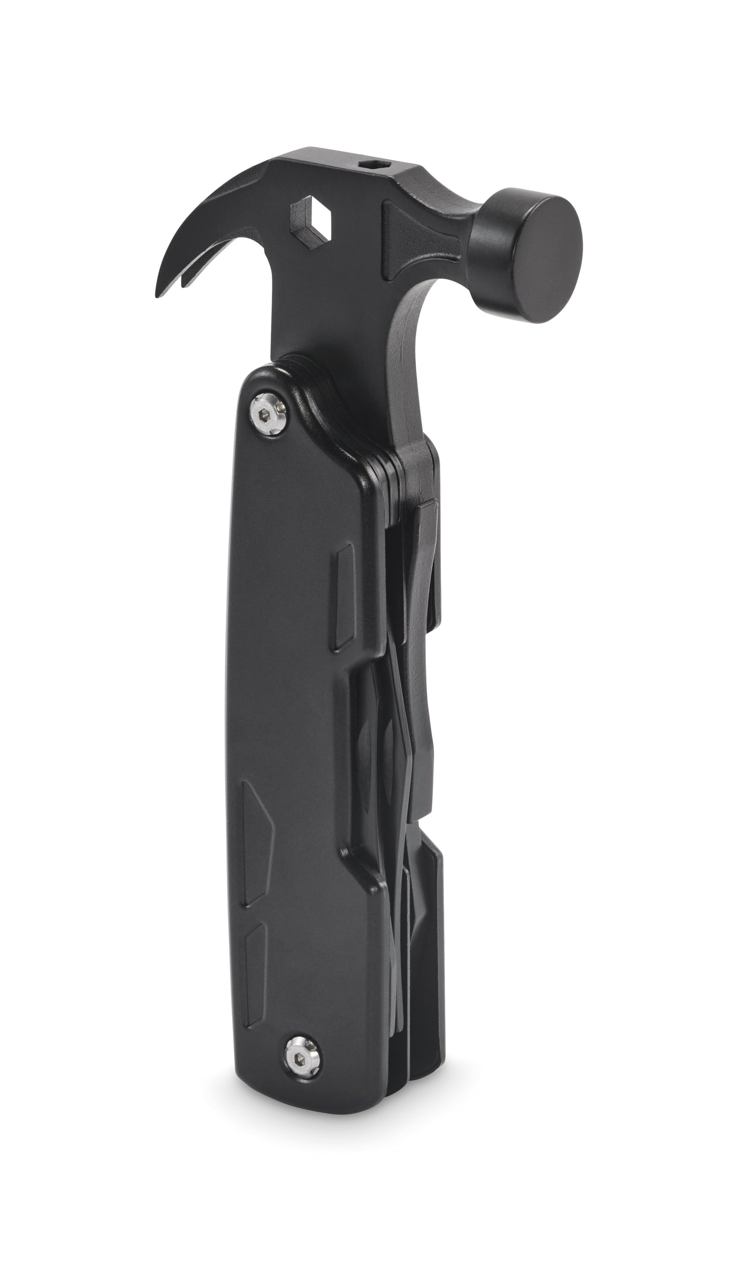 14in1-Multitool-Hammer in Edelstahl mit Aluminiumgriff. Inkl. Nagelzange Sechskantschlüssel Sägemesser Stahlfeile div. Schraubendreher
