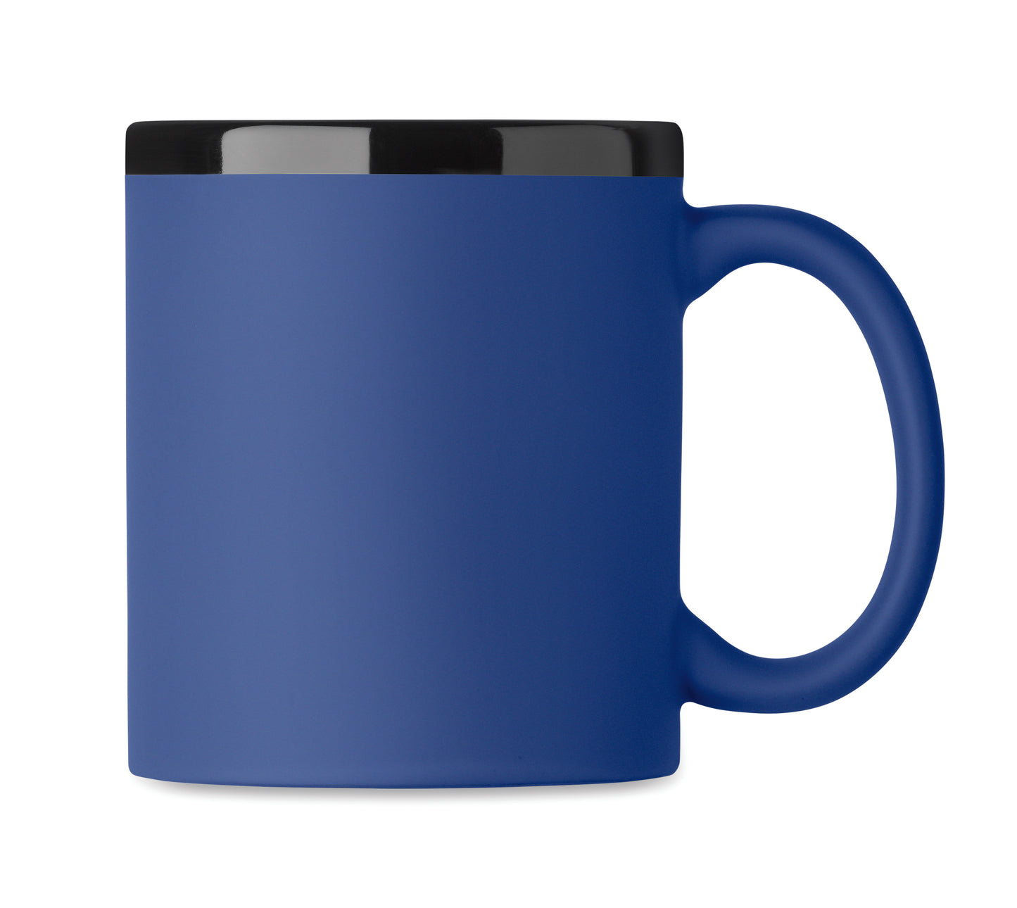 Keramikbecher mit Soft-Touch-Oberfläche und schwarzer Innenseite/Rand. Ideal für Gravur. Füllmenge: 300 ml.