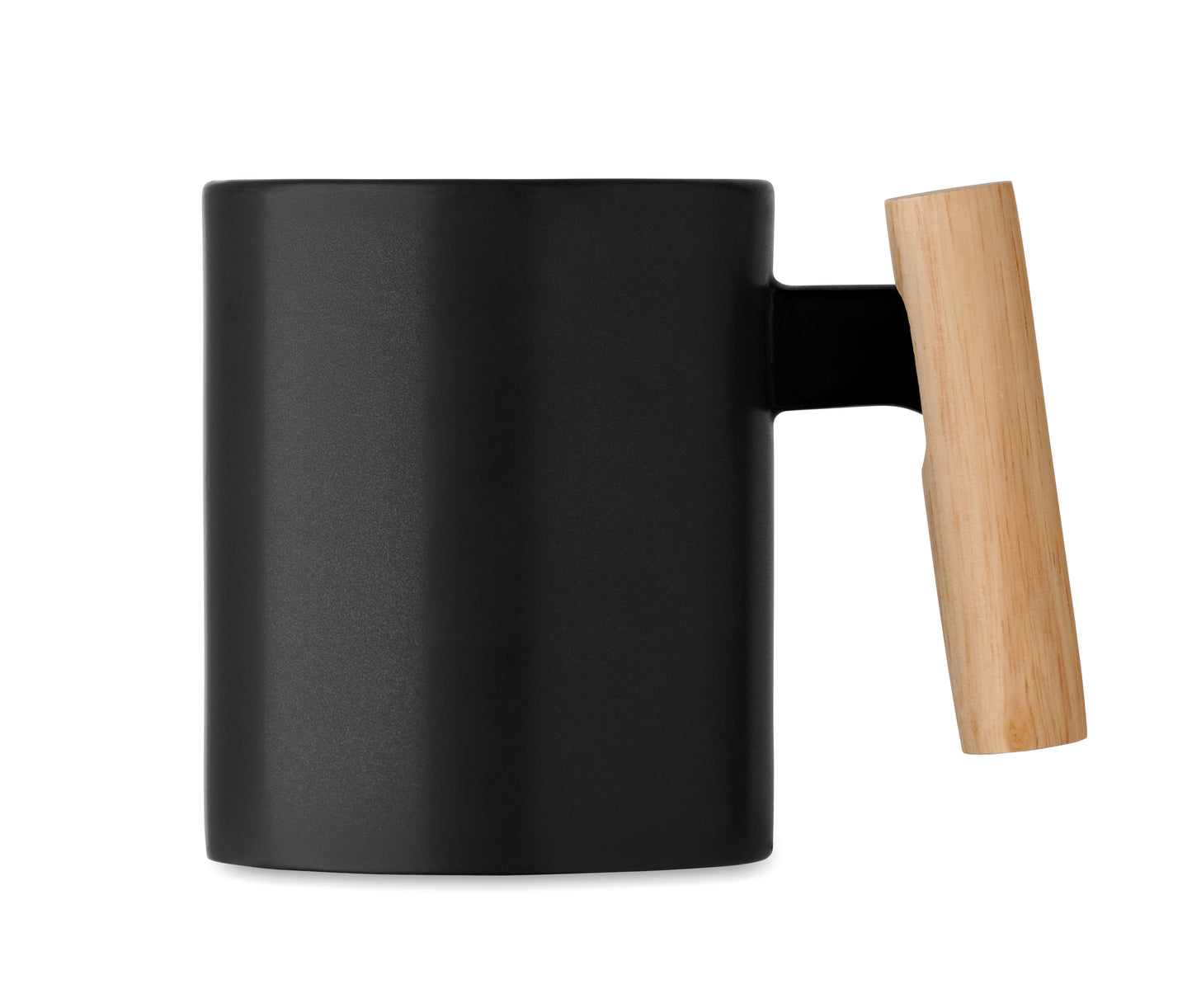 Becher aus Keramik mit Griff aus Holz. Füllmenge: 320 ml. Einzeln verpackt