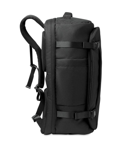 Großer 17'' Laptop-Reiserucksack aus 600D RPET-Polyester. Diverse Fächer mit Hauptfach für Kleidung
