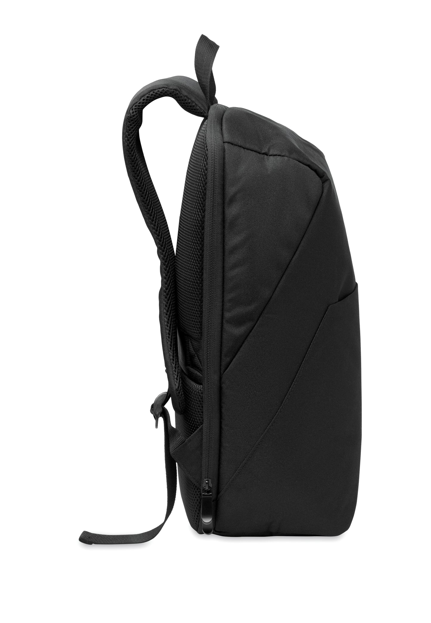 Diebstahlsicherer 15'' Laptop-Rucksack aus 600D RPET-Polyester. Rückseitiges Hauptfach diverse Fächer davon ein