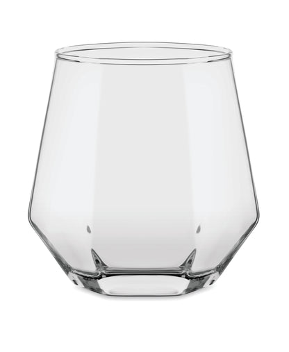 Geometrisches Diamant-förmiges gekipptes Shortdrinkglas. Für Whisky oder andere Spirituosen. Füllmenge: 300ml.