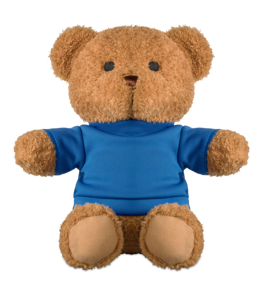 Teddybär aus Plüsch im T-Shirt. Sublimationsdruck nur auf weißem Material möglich.