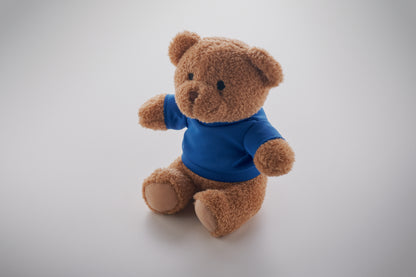 Teddybär aus Plüsch im T-Shirt. Sublimationsdruck nur auf weißem Material möglich.