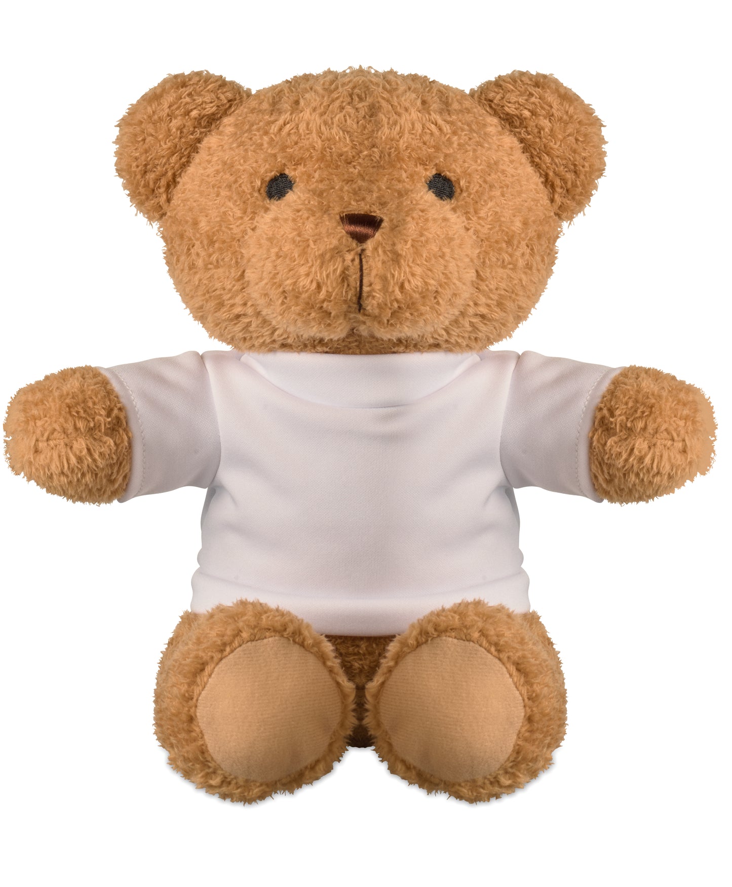 Teddybär aus Plüsch im T-Shirt. Sublimationsdruck nur auf weißem Material möglich.