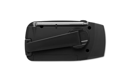 Tragbares AM/FM-Radio mit LED-Taschenlampe (2 Einstellungen) und 1200mAh Powerbank zum Notfall-Aufladen. Aufladen