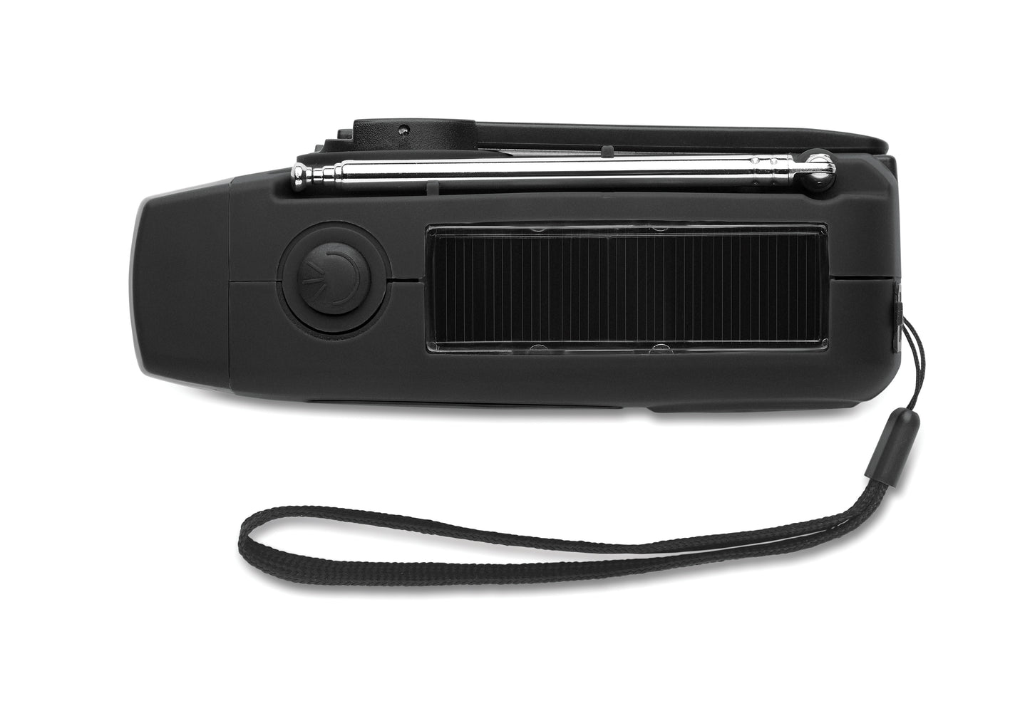 Tragbares AM/FM-Radio mit LED-Taschenlampe (2 Einstellungen) und 1200mAh Powerbank zum Notfall-Aufladen. Aufladen