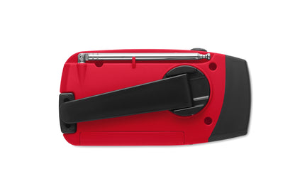 Tragbares AM/FM-Radio mit LED-Taschenlampe (2 Einstellungen) und 1200mAh Powerbank zum Notfall-Aufladen. Aufladen