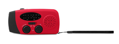 Tragbares AM/FM-Radio mit LED-Taschenlampe (2 Einstellungen) und 1200mAh Powerbank zum Notfall-Aufladen. Aufladen