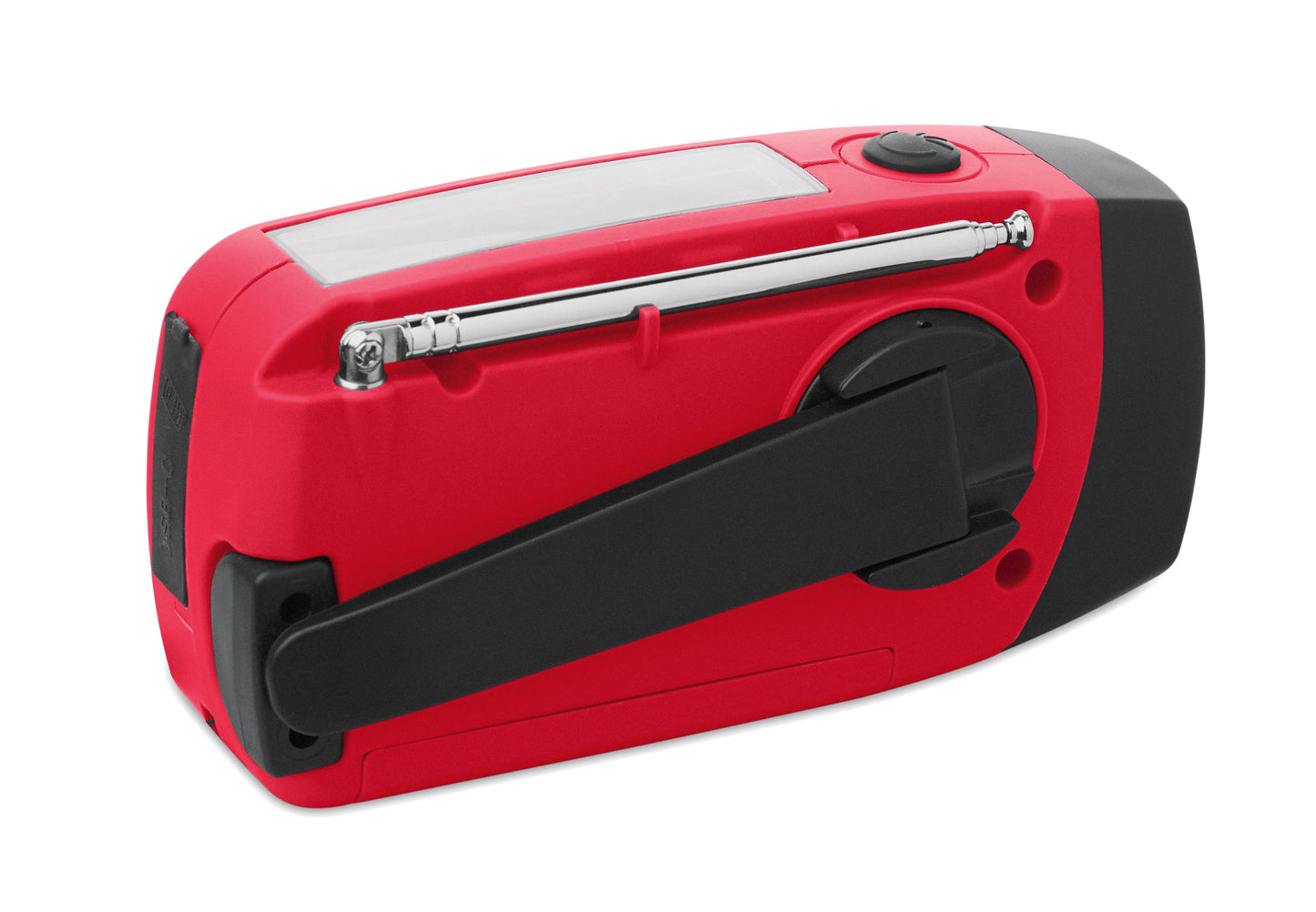 Tragbares AM/FM-Radio mit LED-Taschenlampe (2 Einstellungen) und 1200mAh Powerbank zum Notfall-Aufladen. Aufladen