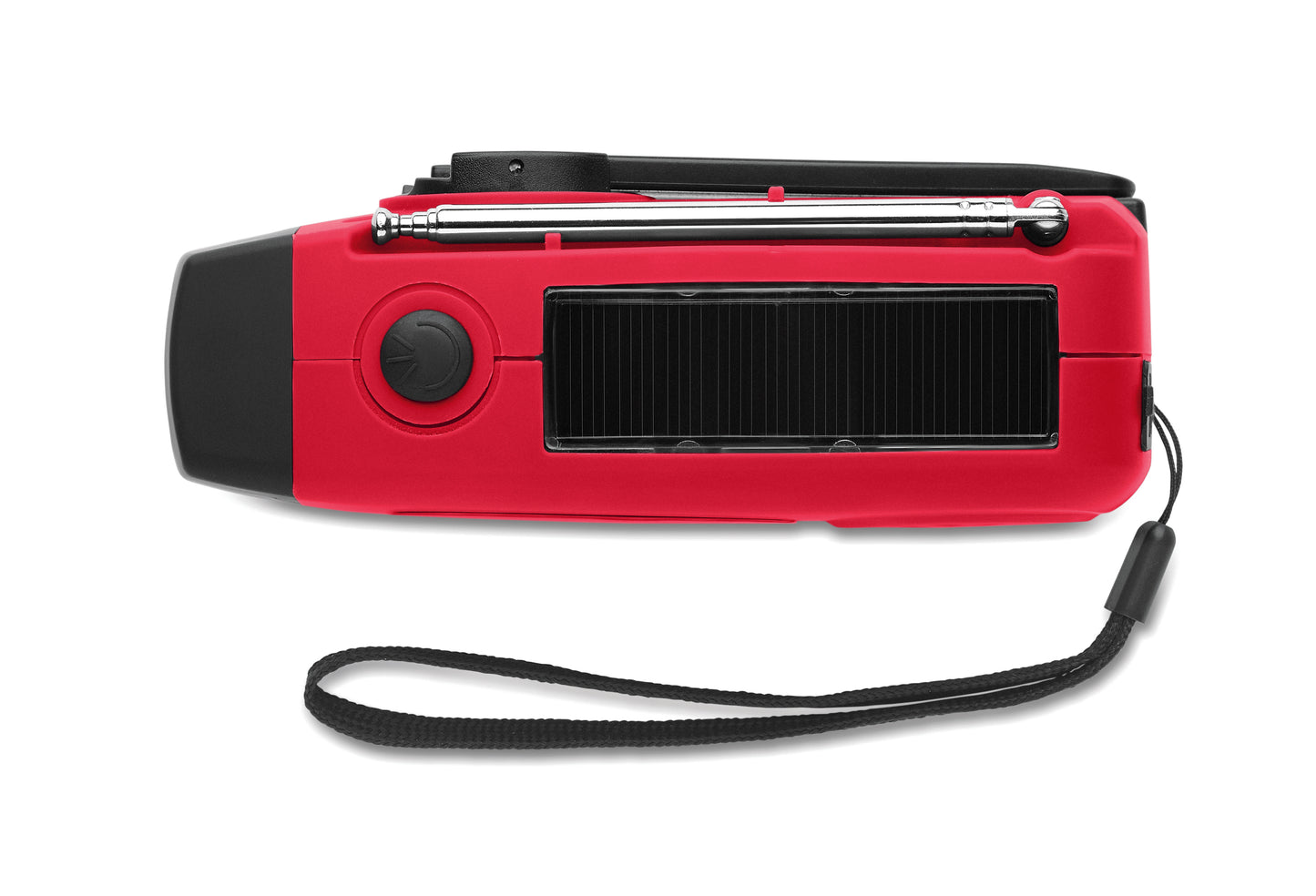 Tragbares AM/FM-Radio mit LED-Taschenlampe (2 Einstellungen) und 1200mAh Powerbank zum Notfall-Aufladen. Aufladen