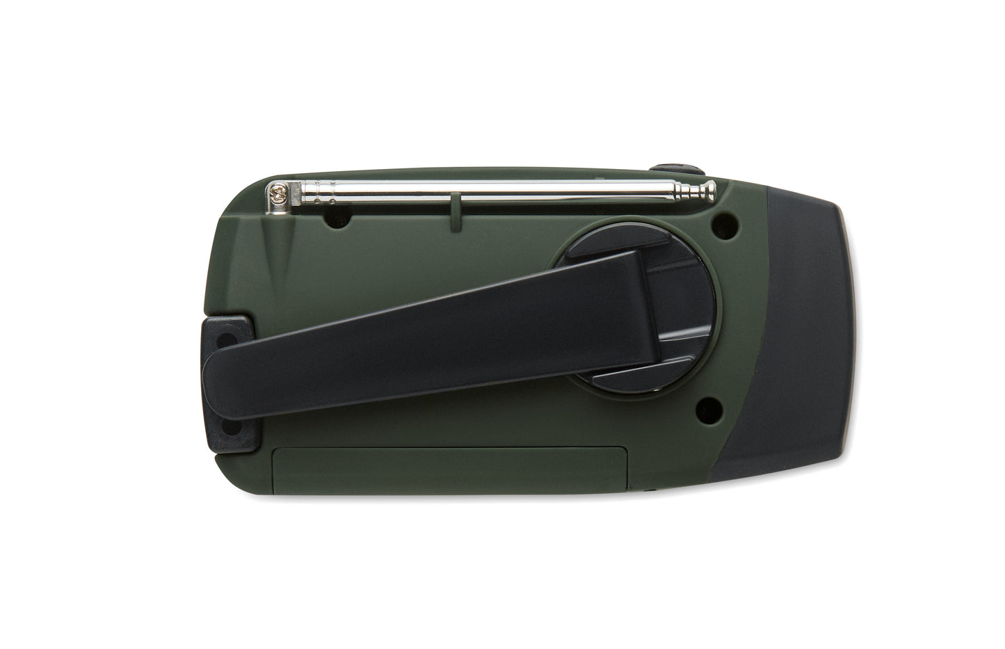 Tragbares AM/FM-Radio mit LED-Taschenlampe (2 Einstellungen) und 1200mAh Powerbank zum Notfall-Aufladen. Aufladen