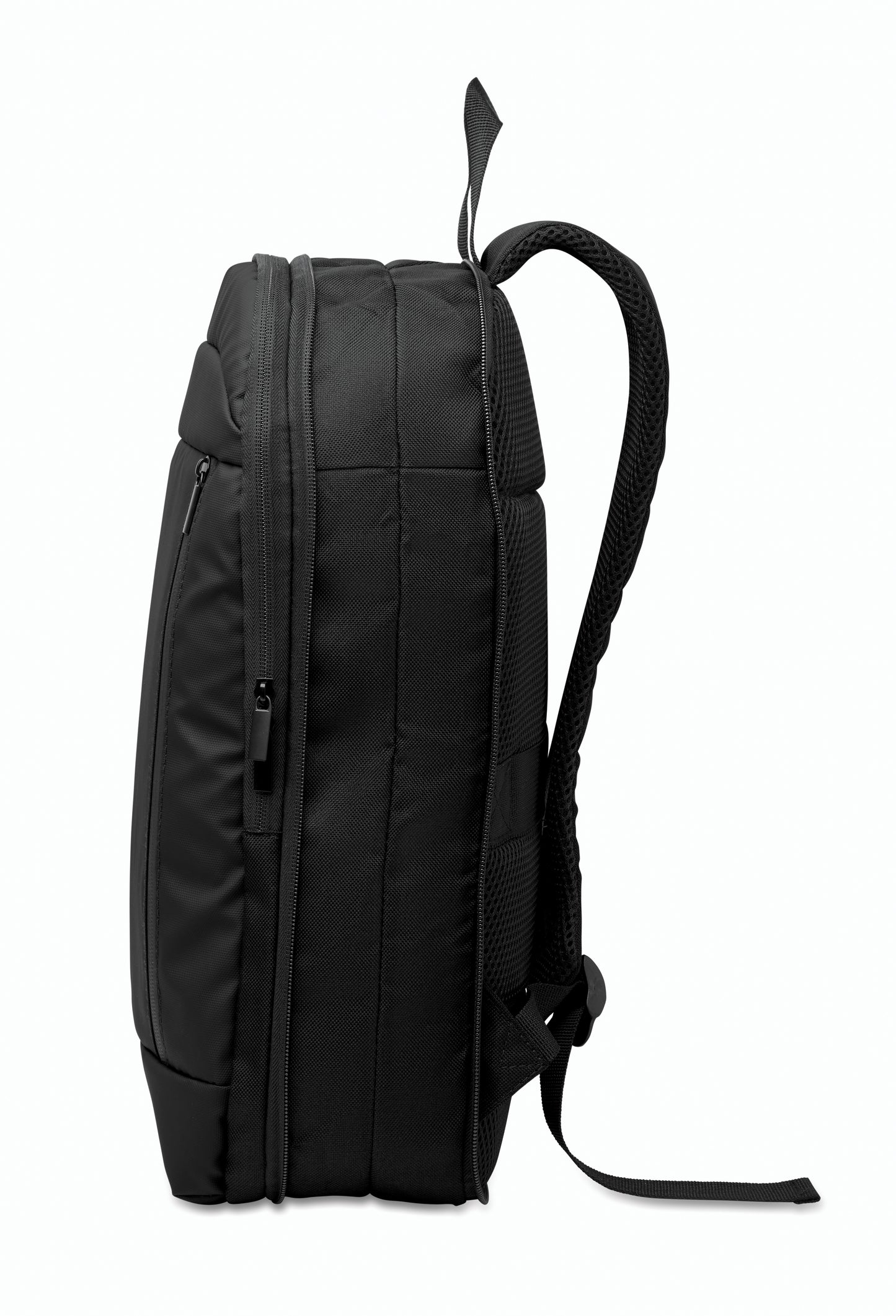 Erweiterbarer 16'' Laptop-Rucksack aus 600D RPET Polyester mit PU-Beschichtung. Gepolstertes Laptopfach versteckte