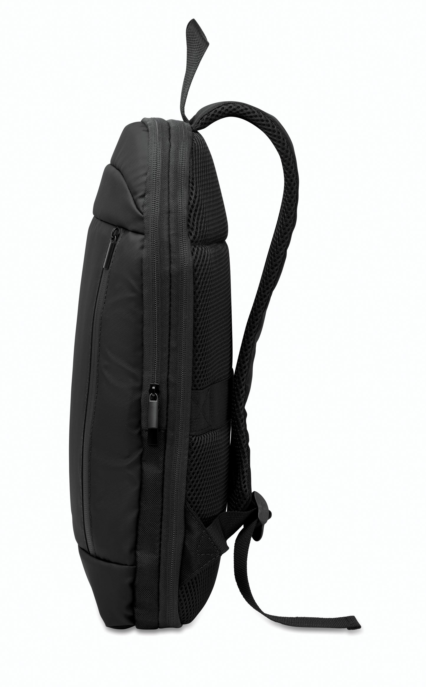 Erweiterbarer 16'' Laptop-Rucksack aus 600D RPET Polyester mit PU-Beschichtung. Gepolstertes Laptopfach versteckte