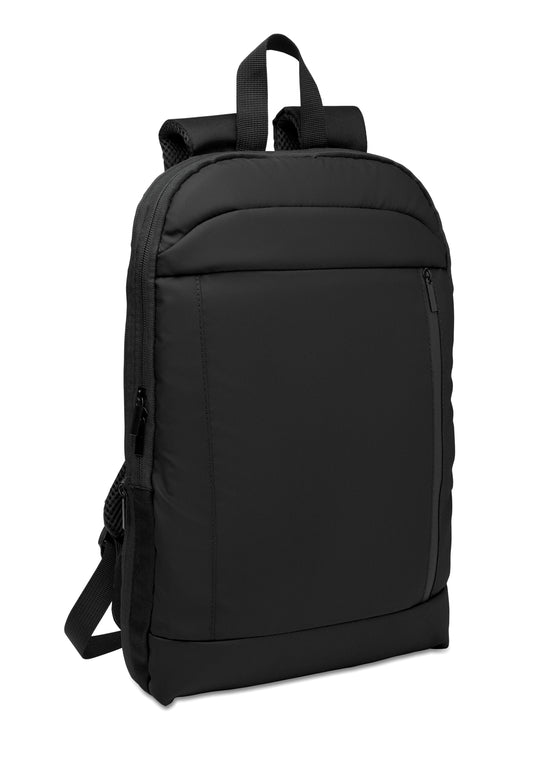 Erweiterbarer 16'' Laptop-Rucksack aus 600D RPET Polyester mit PU-Beschichtung. Gepolstertes Laptopfach versteckte