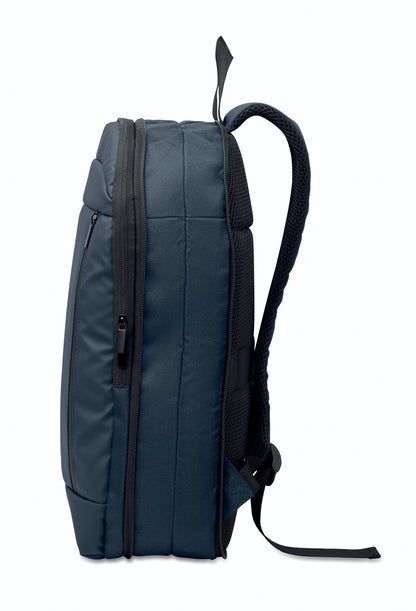 Erweiterbarer 16'' Laptop-Rucksack aus 600D RPET Polyester mit PU-Beschichtung. Gepolstertes Laptopfach versteckte