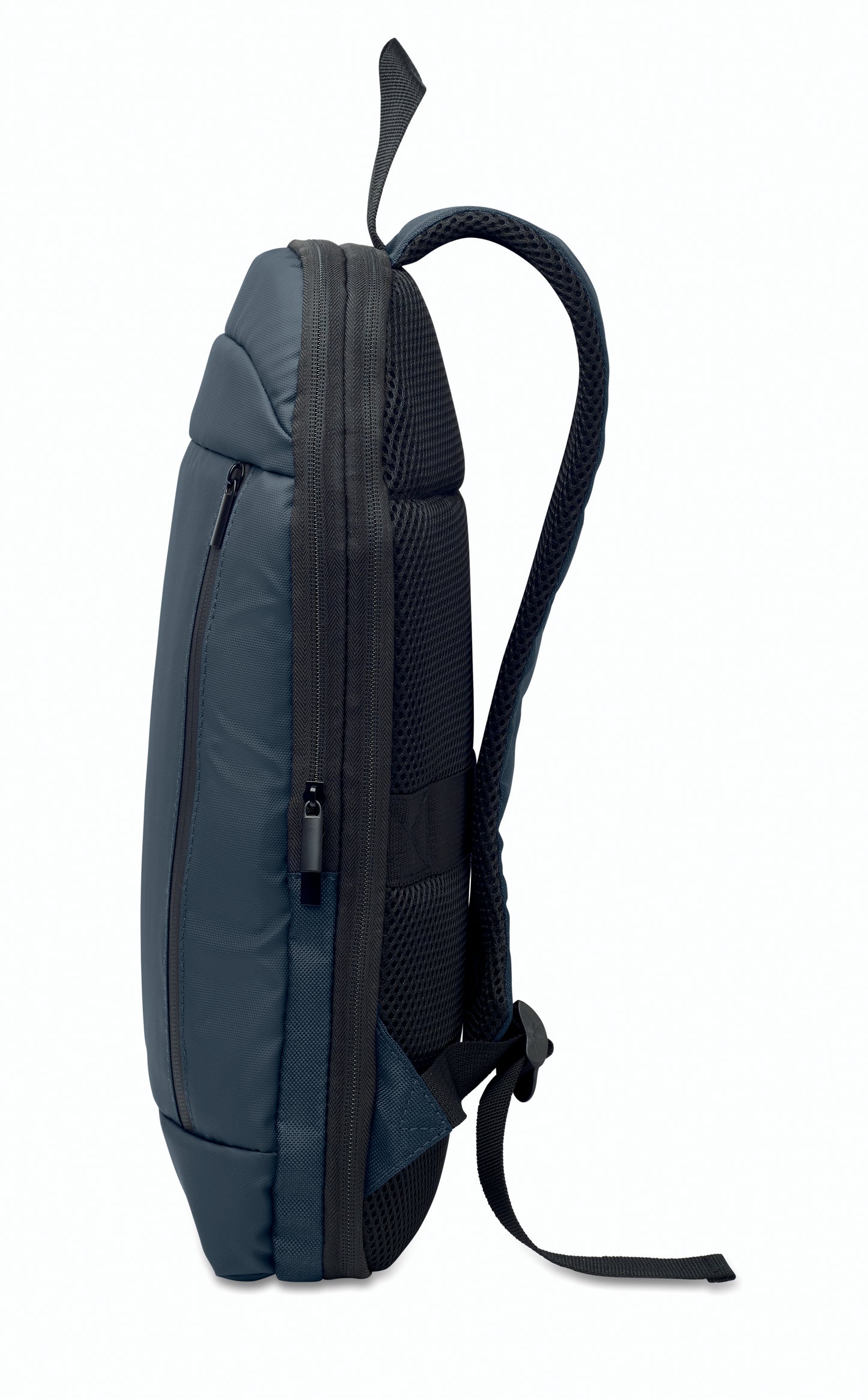 Erweiterbarer 16'' Laptop-Rucksack aus 600D RPET Polyester mit PU-Beschichtung. Gepolstertes Laptopfach versteckte
