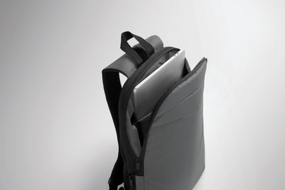 Erweiterbarer 16'' Laptop-Rucksack aus 600D RPET Polyester mit PU-Beschichtung. Gepolstertes Laptopfach versteckte