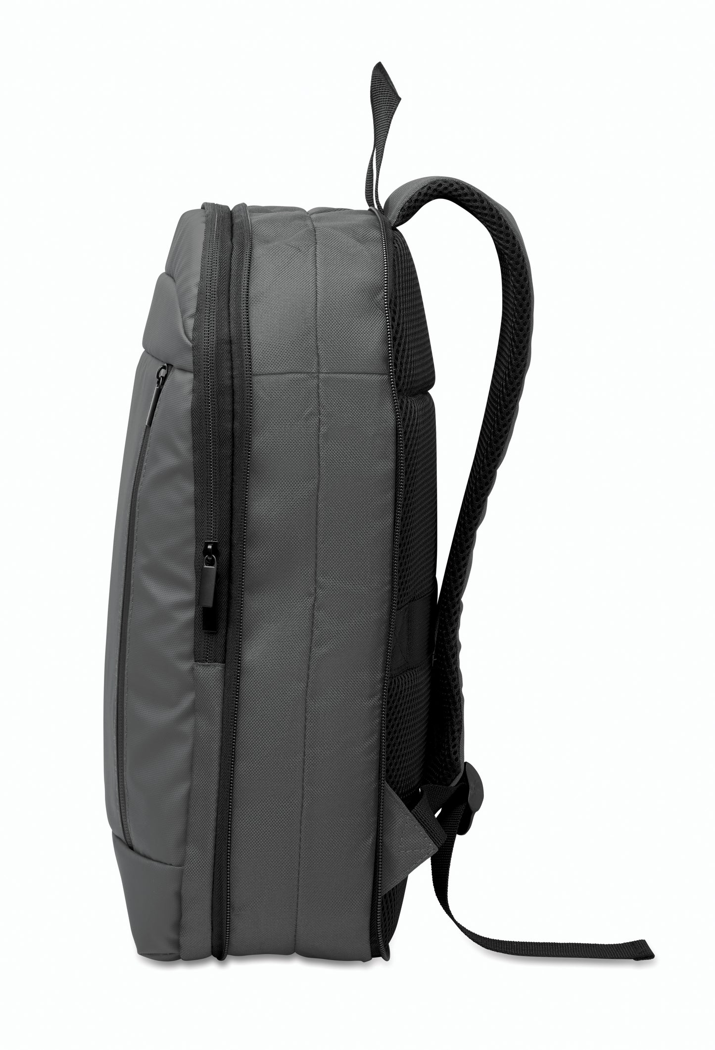 Erweiterbarer 16'' Laptop-Rucksack aus 600D RPET Polyester mit PU-Beschichtung. Gepolstertes Laptopfach versteckte