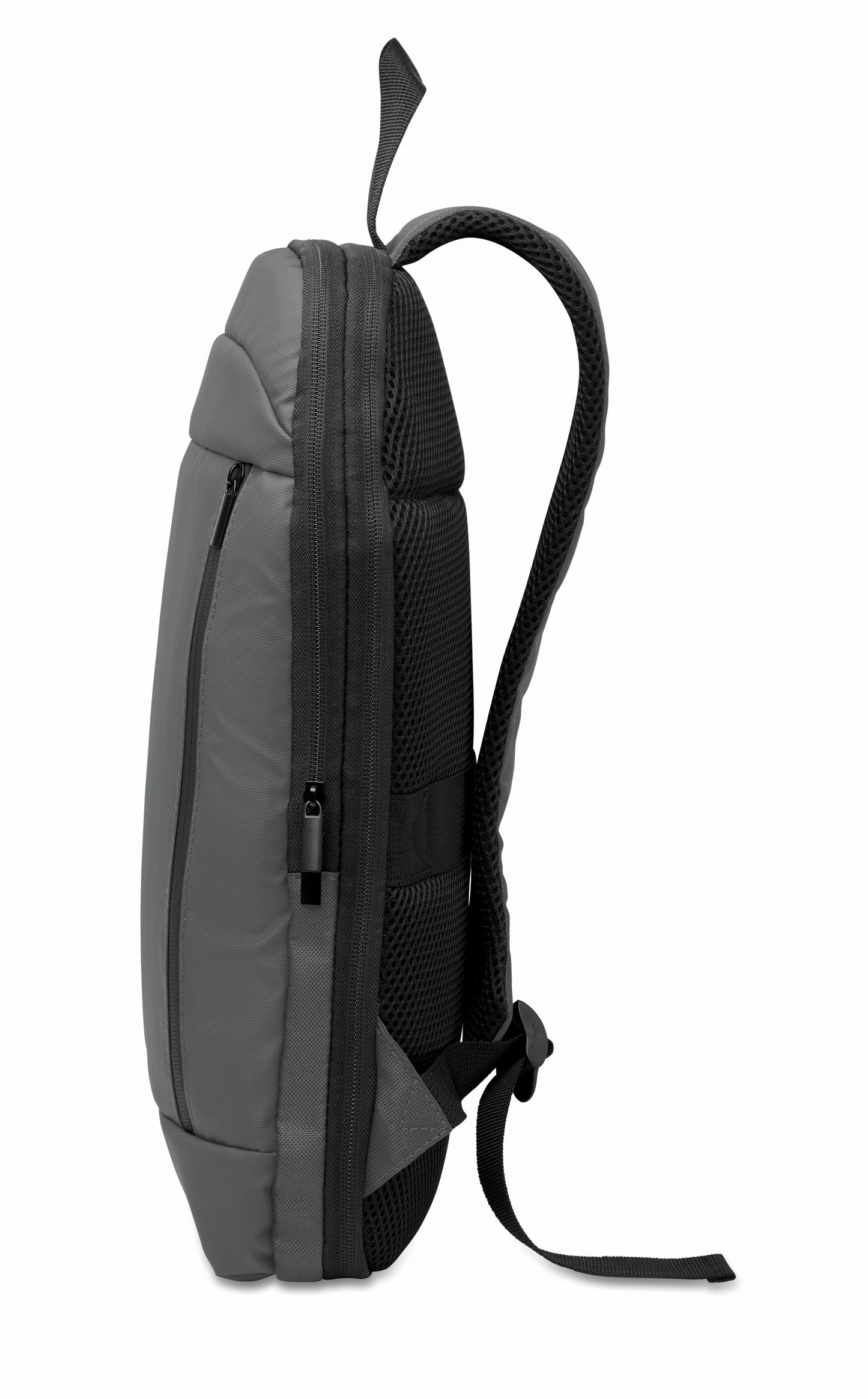 Erweiterbarer 16'' Laptop-Rucksack aus 600D RPET Polyester mit PU-Beschichtung. Gepolstertes Laptopfach versteckte