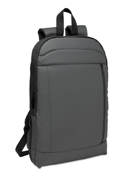 Erweiterbarer 16'' Laptop-Rucksack aus 600D RPET Polyester mit PU-Beschichtung. Gepolstertes Laptopfach versteckte