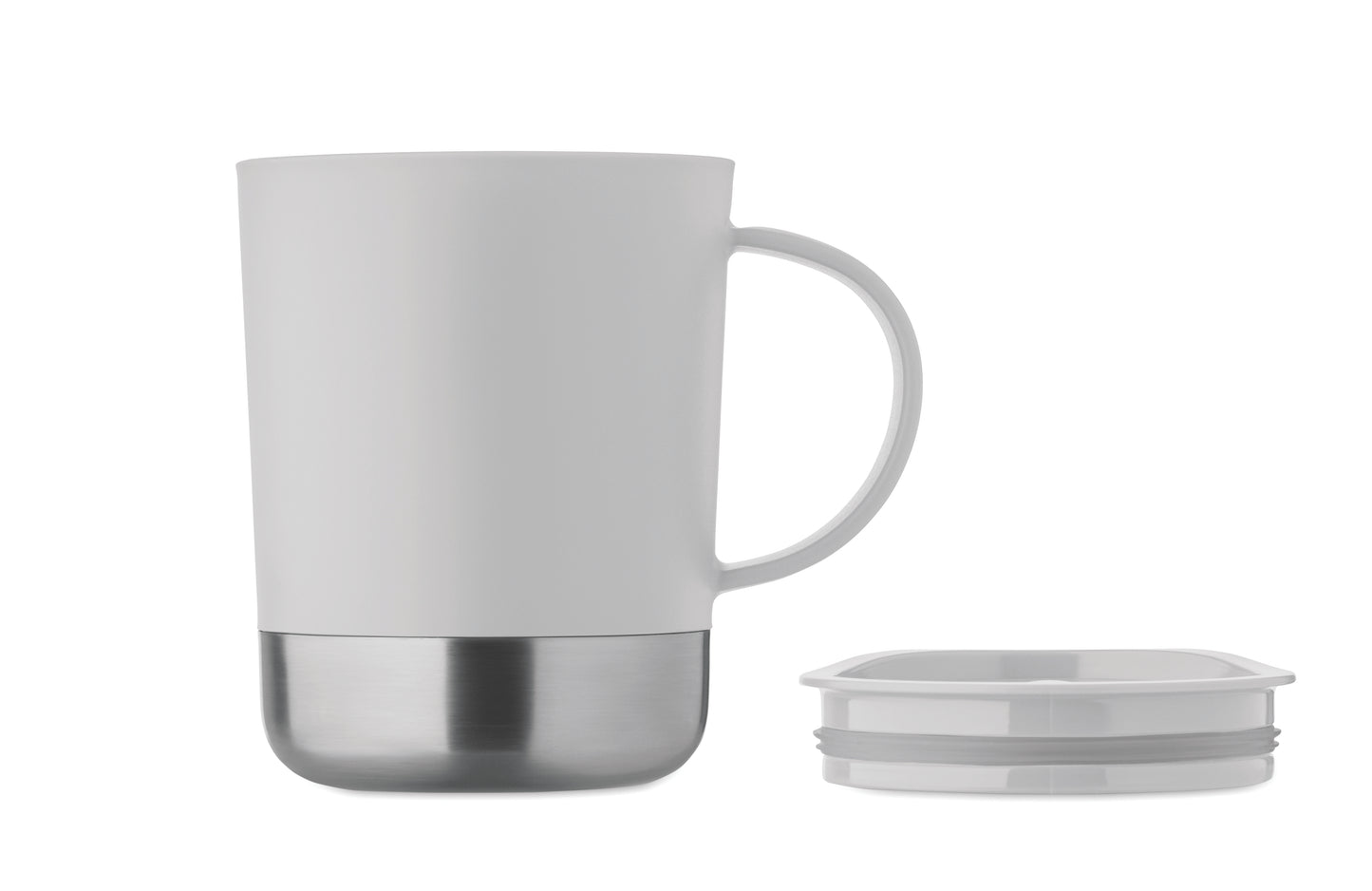 PP-Becher mit Boden aus (90 % recycelter Edelstahl und 10 % Edelstahl.