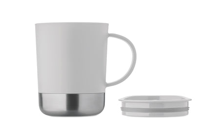 PP-Becher mit Boden aus (90 % recycelter Edelstahl und 10 % Edelstahl.